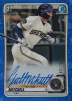 2020 Bowman Draft Chrome Draft Picks Autographs #CDAGM Garrett Mitchell Blue Refractor Baseball Card