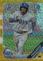 2019 Bowman Mega Box Chrome #100 Wander Franco Running-Gold Refractor Baseball Card