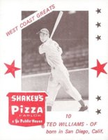 1975 Shakey's Pizza West Coast Greats #10 Ted Williams Baseball Card