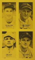 1977 Jim Rowe 4-On-1 Exhibit # Ted Williams/Herb Pennock/Babe Ruth/Joe Cronin Baseball Card
