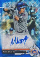 2017 Bowman Draft Chrome Draft Picks Autographs  #CDAMV  Mark Vientos Blue Wave Refractor Baseball Card