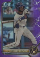 2022 Bowman Draft #BDC115 Jackson Chourio Chrome-Purple Refractor Baseball Card