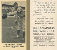 1916 Indianapolis Brewing #124 Fred Mollwitz Baseball Card