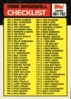 1986 Topps Tiffany #791 Checklist (661-792) Baseball Card