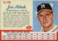 1962 Post Cereal #145e Joe Adock Mispelled 