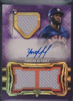 2020 Topps Triple Threads Rookie and Future Phenom Autograph Relics #YA Yordan Alvarez Amethyst Baseball Card
