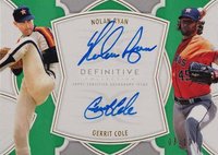 2020 Topps Definitive Collection Dual Autograph Collection #RC Gerrit Cole/Nolan Ryan Green Baseball Card