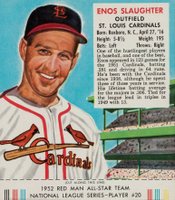 1952 Red Man Tobacco #20 Enos Slaughter Baseball Card