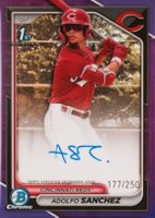 2024 Bowman Chrome Prospect Autographs #CPAAS Adolfo Sanchez Purple Refractor Baseball Card