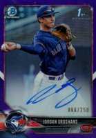 2018 Bowman Draft Chrome Draft Picks Autographs #CDAJG Jordan Groshans Purple Refractor Baseball Card