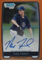 2012 Bowman Chrome Draft Picks & Prospects Autograph #BCAMF Max Fried Orange Refractor Baseball Card