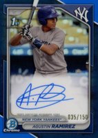 2024 Bowman Chrome Prospect Autographs #CPAAR Agustin Ramirez Blue Refractor Baseball Card