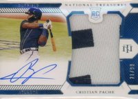 2021 Panini National Treasures #152 Cristian Pache Material Signature Baseball Card