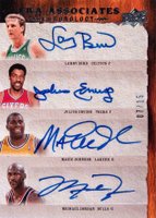 2007 Upper Deck Chronology ERA Associates #EJBJ Julius Erving/Larry Bird/Magic Johnson/Michael Jordan Autographs Autographs Basketball Card