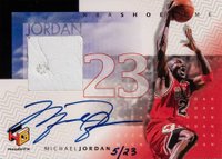 1999 Upper Deck HoloGrFX NBA Shoetime #MJ-A Michael Jordan Autograph Basketball Card