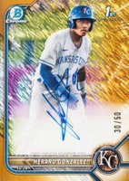 2022 Bowman Chrome Prospect Autographs #CPAHG Herard Gonzalez Gold Shimmer Refractor Baseball Card