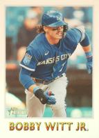 2024 Topps Heritage 1975 Baseball Sensations #16 Bobby Witt Jr. Platinum Foil Baseball Card