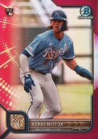 2022 Bowman Chrome #77 Bobby Witt Jr. Fuchsia Refractor Baseball Card