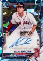 2021 Bowman Chrome Sapphire Edition Autographs #BSPABJ Blaze Jordan Aqua Baseball Card
