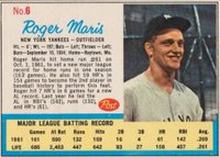 1962 Post Cereal #6b Roger Maris Hand Cut-NO ad back Baseball Card