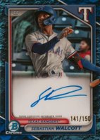 2024 Bowman Chrome Prospect Autographs #CPASW Sebastian Walcott Blue Lunar Refractor Baseball Card