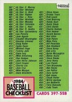 1984 Topps Nestle Hand Cut #527 Checklist 397-528 Baseball Card
