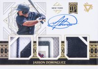 2020 Panini Blockchain Triple Relic Autograph #PT-JD Jasson Dominguez Gold Baseball Card