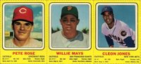 1970 Transogram Hand Cut # Pete Rose/Willie Mays/Cleon Jones Panel Baseball Card