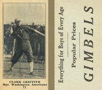 1916 Gimbels #72 Clark Griffith Baseball Card