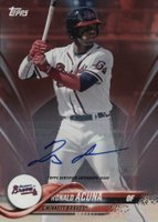 2018 Topps Pro Debut #1 Ronald Acuna Autograph-Red Baseball Card