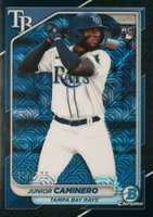 2024 Bowman Mega Box Chrome #20 Junior Caminero Navy Refractor Baseball Card