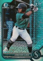 2022 Bowman Mega Box Chrome #118 Jonatan Clase Aqua Refractor Baseball Card