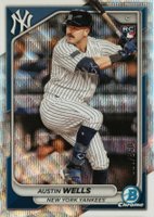 2024 Bowman Chrome #15 Austin Wells Wave Refractor Baseball Card