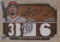2013 Topps Triple Threads #156 Anthony Rendon Autograph Relic-Wood 1/1 Baseball Card