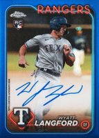 2024 Topps Chrome Rookie Autographs #RAWL Wyatt Langford Blue Refractor Baseball Card