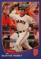 2013 Topps Chrome #200 Buster Posey Celebrating-Purple Refractor Baseball Card