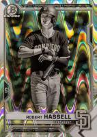 2021 Bowman Draft #BDC67 Robert Hassell Chrome-Black & White Raywave Refractor Baseball Card