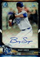 2018 Bowman Draft Chrome Draft Picks Autographs #CDABS Brady Singer Black Wave Refractor 1/1 Baseball Card