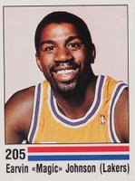 1988 Panini Spanish Sticker #205 Magic Johnson Basketball Card