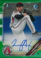 2019 Bowman Draft Chrome Draft Picks Autograph #CDATH Tommy Henry Green Refractor Baseball Card