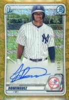 2020 Bowman Chrome Prospect Autographs #CPAJDO Jasson Dominguez Gold Shimmer Baseball Card