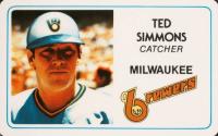 1981 Perma-Graphics Super Star Credit Card # Ted Simmons Baseball Card