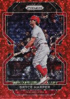 2022 Panini Prizm #6 Bryce Harper Red Donut Circles Prizm Baseball Card