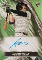 2024 Topps Chrome Black Autographs #AW Austin Wells Green Refractor Baseball Card