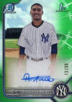2022 Bowman Chrome Prospect Autographs #CPARA Roderick Arias Green Refractor Baseball Card