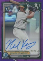 2024 Bowman Draft Chrome Prospect Autographs #CPANK Nick Kurtz Purple Refractor Baseball Card