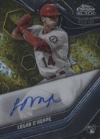 2023 Topps Chrome Black Autograph #LO Logan O'Hoppe Gold Mini Diamond Baseball Card