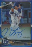 2018 Bowman Chrome Prospects Autographs #BCPANL Nicky Lopez Blue Refractor Baseball Card