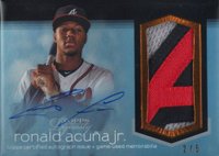 2018 Topps Dynasty Autographed Patch #RAC1 Ronald Acuna Jr. Blue Baseball Card