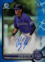 2022 Bowman Draft Chrome Draft Pick Autographs #CDARR Ryan Ritter Blue Refractor Baseball Card